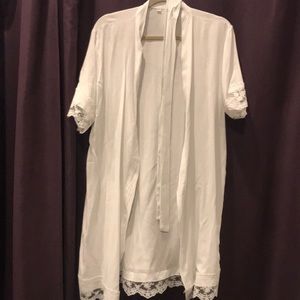 White getting ready rode for wedding / bride